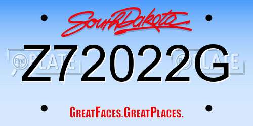 Z72022G South Dakota License Plate