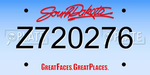 Z720276 South Dakota License Plate