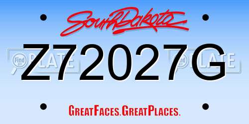 Z72027G South Dakota License Plate
