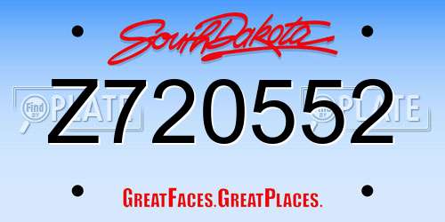 Z720552 South Dakota License Plate
