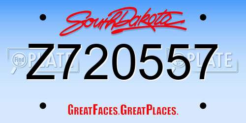 Z720557 South Dakota License Plate