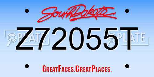 Z72055T South Dakota License Plate