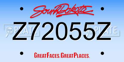 Z72055Z South Dakota License Plate