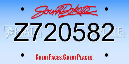 Z720582 South Dakota License Plate