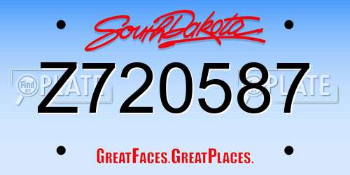Z720587 South Dakota License Plate