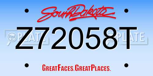 Z72058T South Dakota License Plate