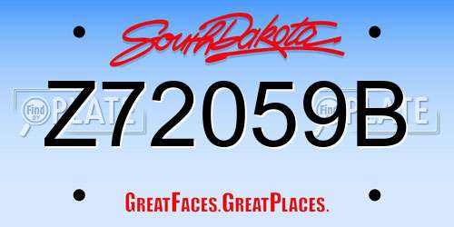 Z72059B South Dakota License Plate