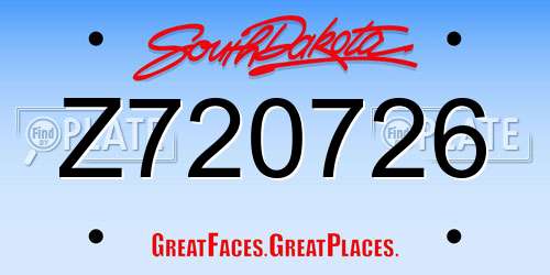 Z720726 South Dakota License Plate