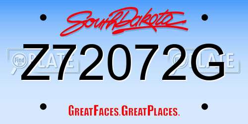 Z72072G South Dakota License Plate
