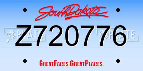 Z720776 South Dakota License Plate