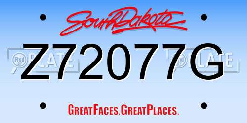 Z72077G South Dakota License Plate