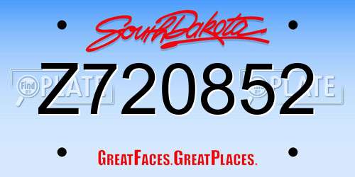 Z720852 South Dakota License Plate