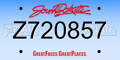 Z720857 South Dakota License Plate