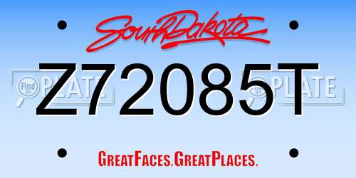 Z72085T South Dakota License Plate