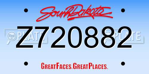 Z720882 South Dakota License Plate