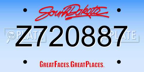 Z720887 South Dakota License Plate
