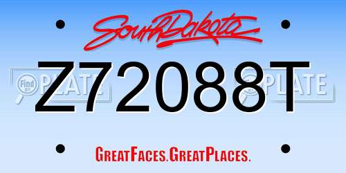 Z72088T South Dakota License Plate