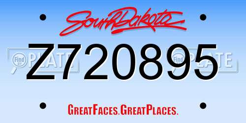 Z720895 South Dakota License Plate
