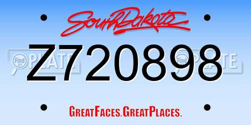Z720898 South Dakota License Plate