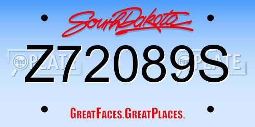 Z72089S South Dakota License Plate