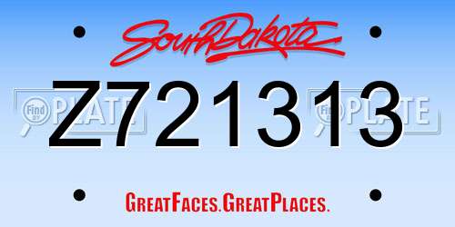 Z721313 South Dakota License Plate