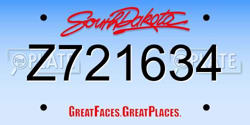 Z721634 South Dakota License Plate