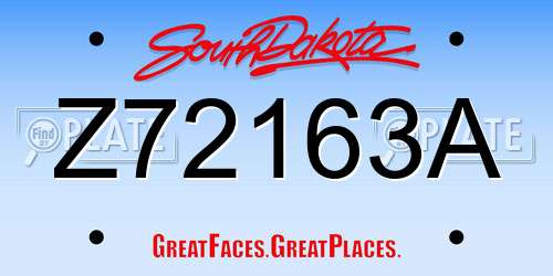 Z72163A South Dakota License Plate