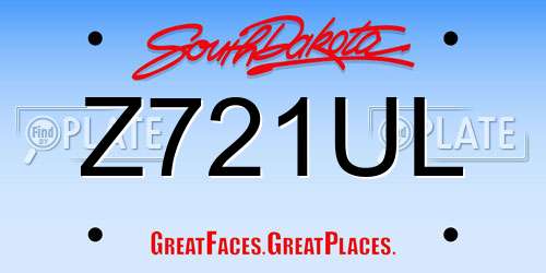 Z721UL South Dakota License Plate