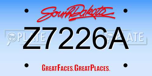 Z7226A South Dakota License Plate