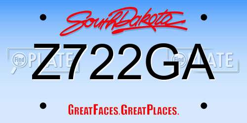 Z722GA South Dakota License Plate