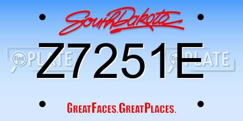 Z7251E South Dakota License Plate