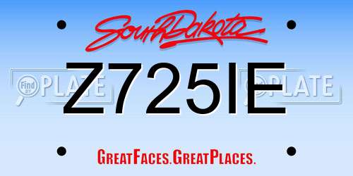 Z725IE South Dakota License Plate