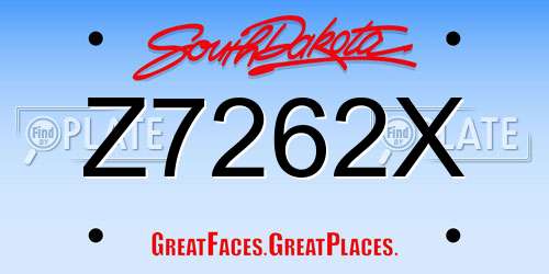 Z7262X South Dakota License Plate
