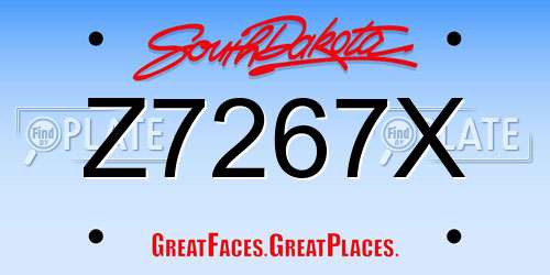 Z7267X South Dakota License Plate