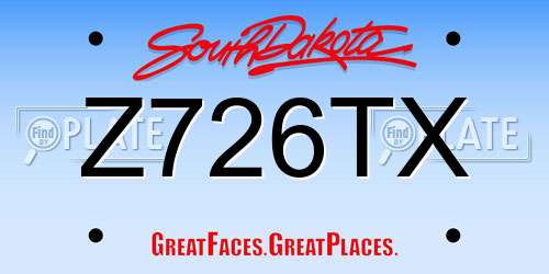 Z726TX South Dakota License Plate