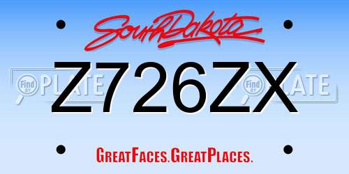 Z726ZX South Dakota License Plate