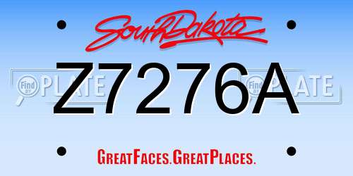 Z7276A South Dakota License Plate