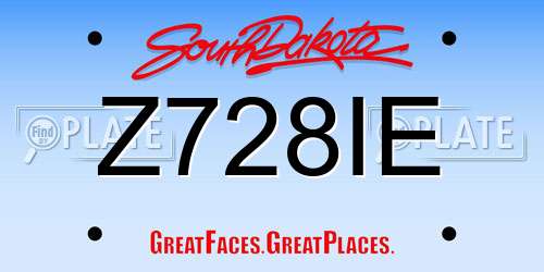 Z728IE South Dakota License Plate