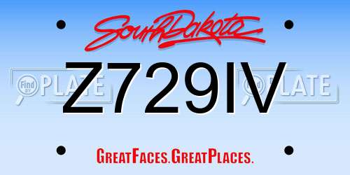 Z729IV South Dakota License Plate