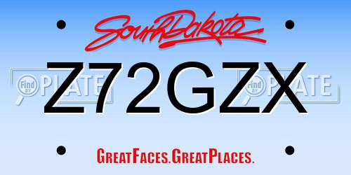 Z72GZX South Dakota License Plate