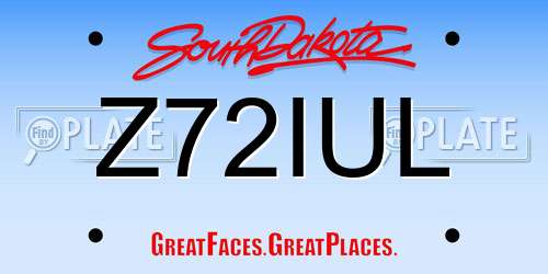 Z72IUL South Dakota License Plate