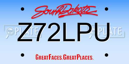 Z72LPU South Dakota License Plate