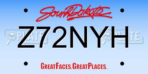 Z72NYH South Dakota License Plate