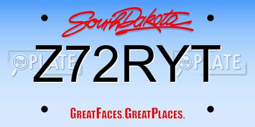 Z72RYT South Dakota License Plate