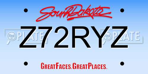 Z72RYZ South Dakota License Plate