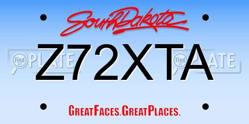 Z72XTA South Dakota License Plate