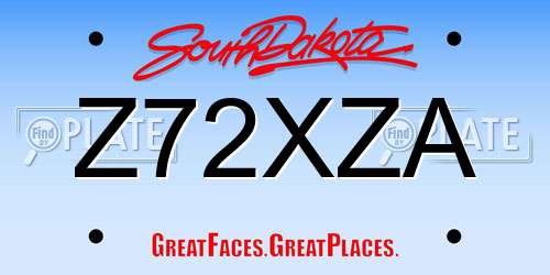 Z72XZA South Dakota License Plate