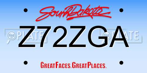 Z72ZGA South Dakota License Plate
