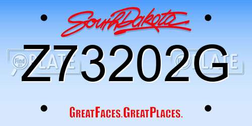 Z73202G South Dakota License Plate