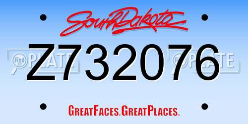 Z732076 South Dakota License Plate